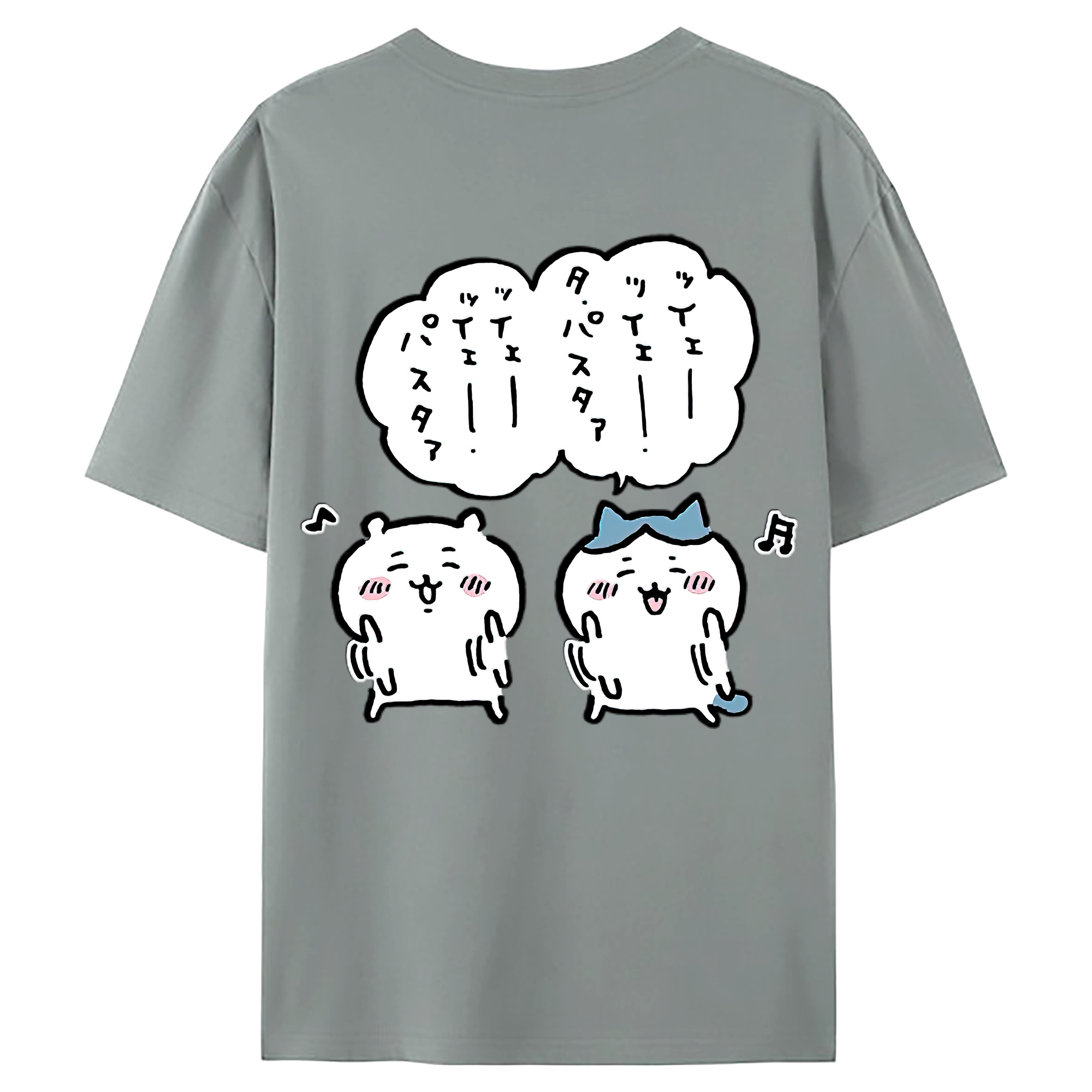 （画像用） ちいかわ ハチワレ Chii-kawa hachiware 綿100％ メンズ半袖Tシャツ（バックプリント） 通気性